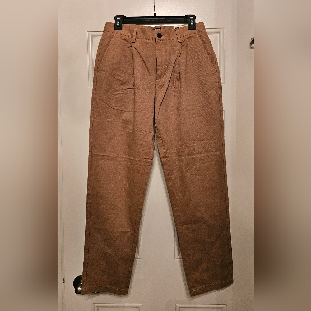 Frank And Oak Womens Jamie Khaki Pleated Pants Size 30, Inseam 29" NWT